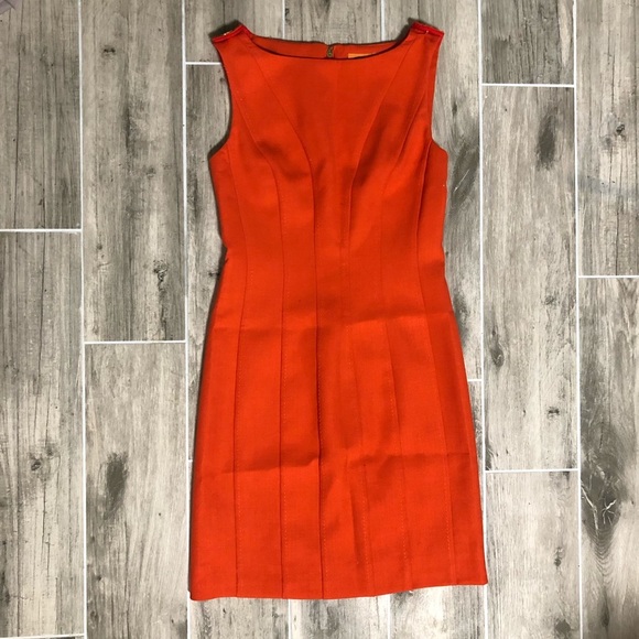 Tory Burch orange body-con dress with gold button detail - size 0 - Picture 2 of 9